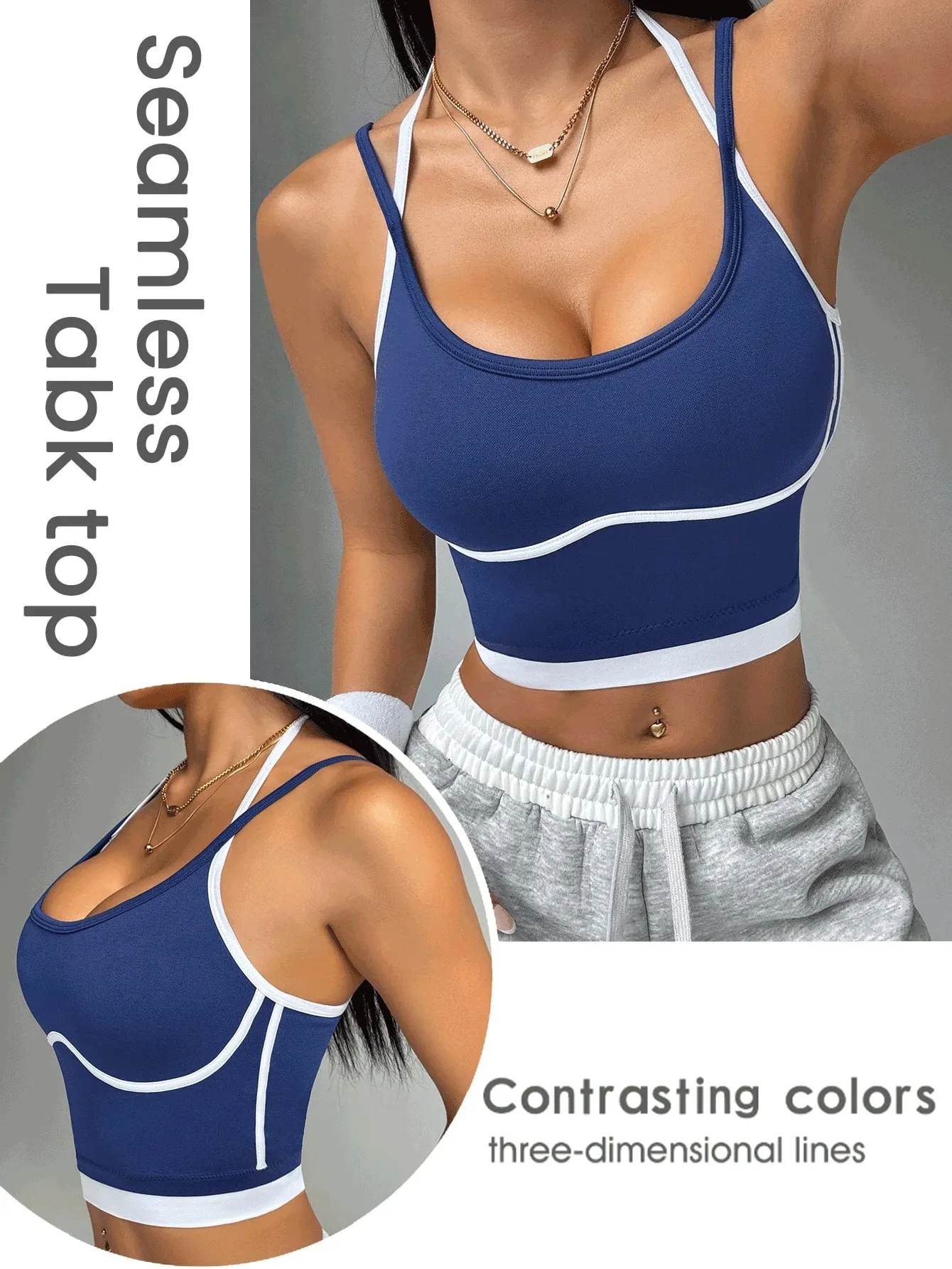 Color blocking non steel ring beautiful back sports vest for women's outdoor wear fitness running shock-absorbing gathering s — image 7