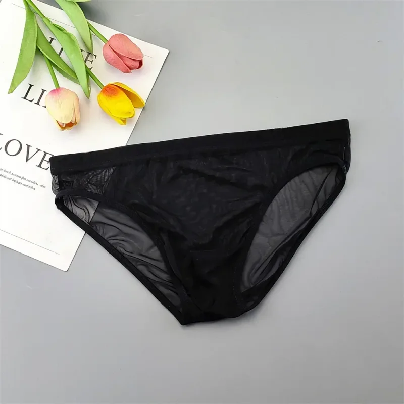 Plus Size Transparent Underwear See Through Sexy Briefs para sa Mga Lalaki na may Pouch Nylon Hombre Slips Breathable Male Panties XL-4XL — image 11