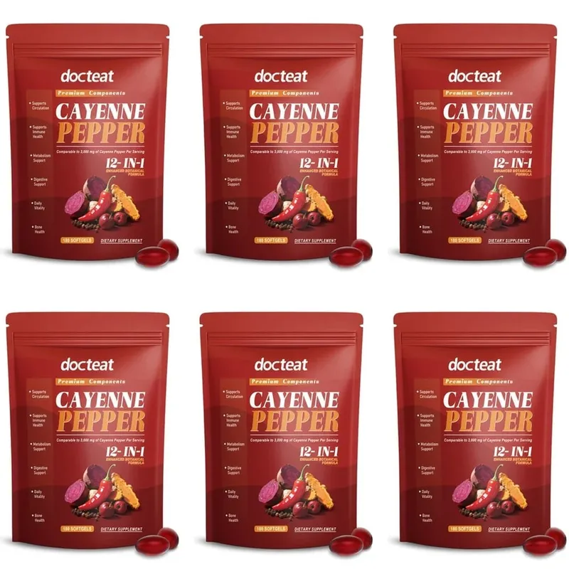 Docteat Cayenne Pepper 12-in-1 Softgels Immune Health and Bone Support with Berberine and Black Pepper Extract 180 Softgels — image 12