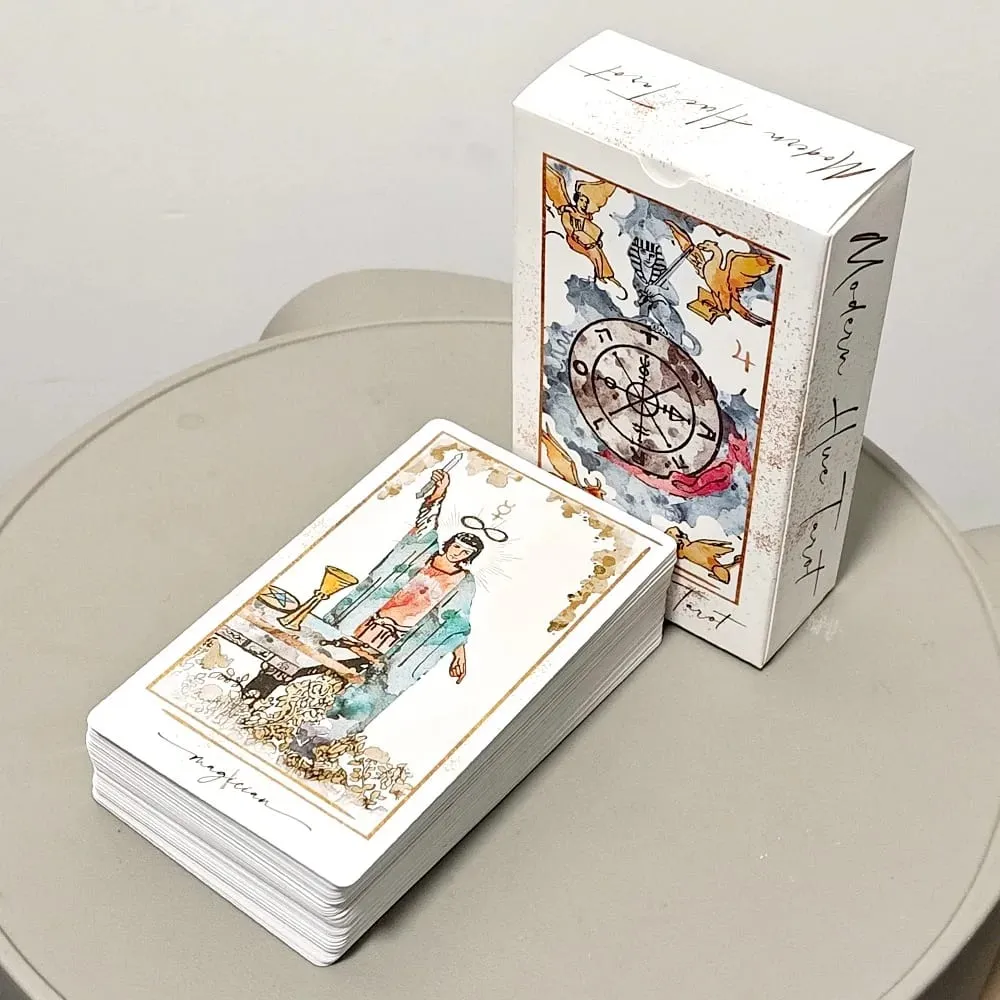 Modern Hue Tarot Deck - 78 Watercolor Tarot Cards 12*7cm Based on RWS Imagery - Aesthetic Divination Cards Double-embossed — image 3