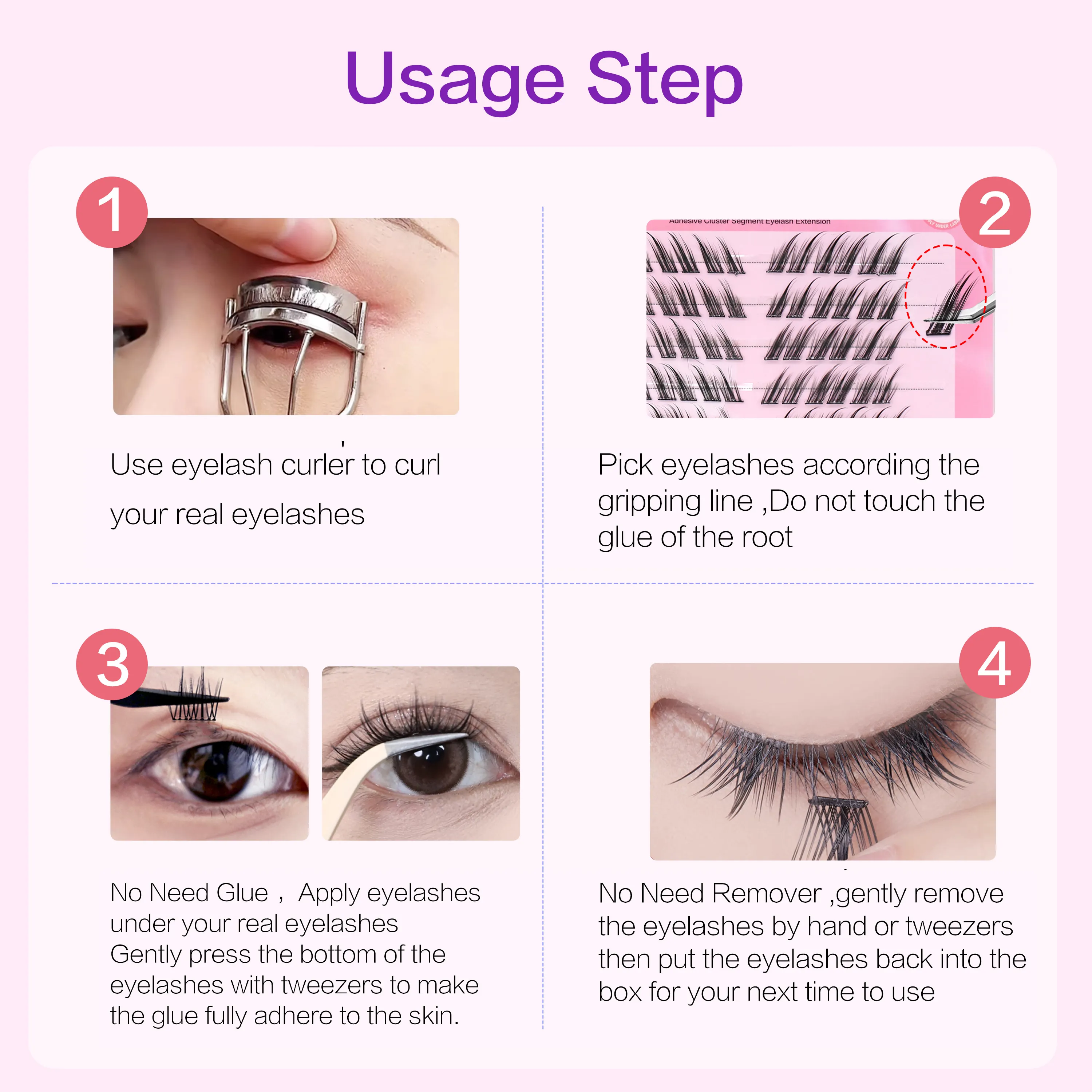 FindLove Fox Eye Lashes Pre Glued ขนตาปลอม C Curl 12 มม.Reusable Manga Lashes นุ่มไม่มีกาวต้องการขนตาแต่งหน้าเครื่องมือ