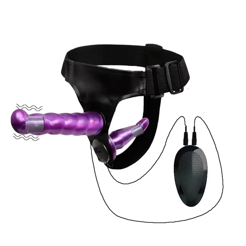 Vibrating Double Penetration Strap On Dildo Harness Adjustable Belt Dual Ended Anal Plug Sex Toy for Couples Remote Control A — image 10