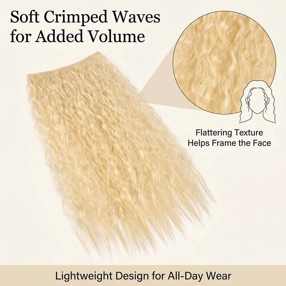 22" 1 Piece Light Blonde Corn Wave Clip In Hair Extensions Thick Full Head Synthetic Hairpiece for Women Natural Heat Resistant — image 3
