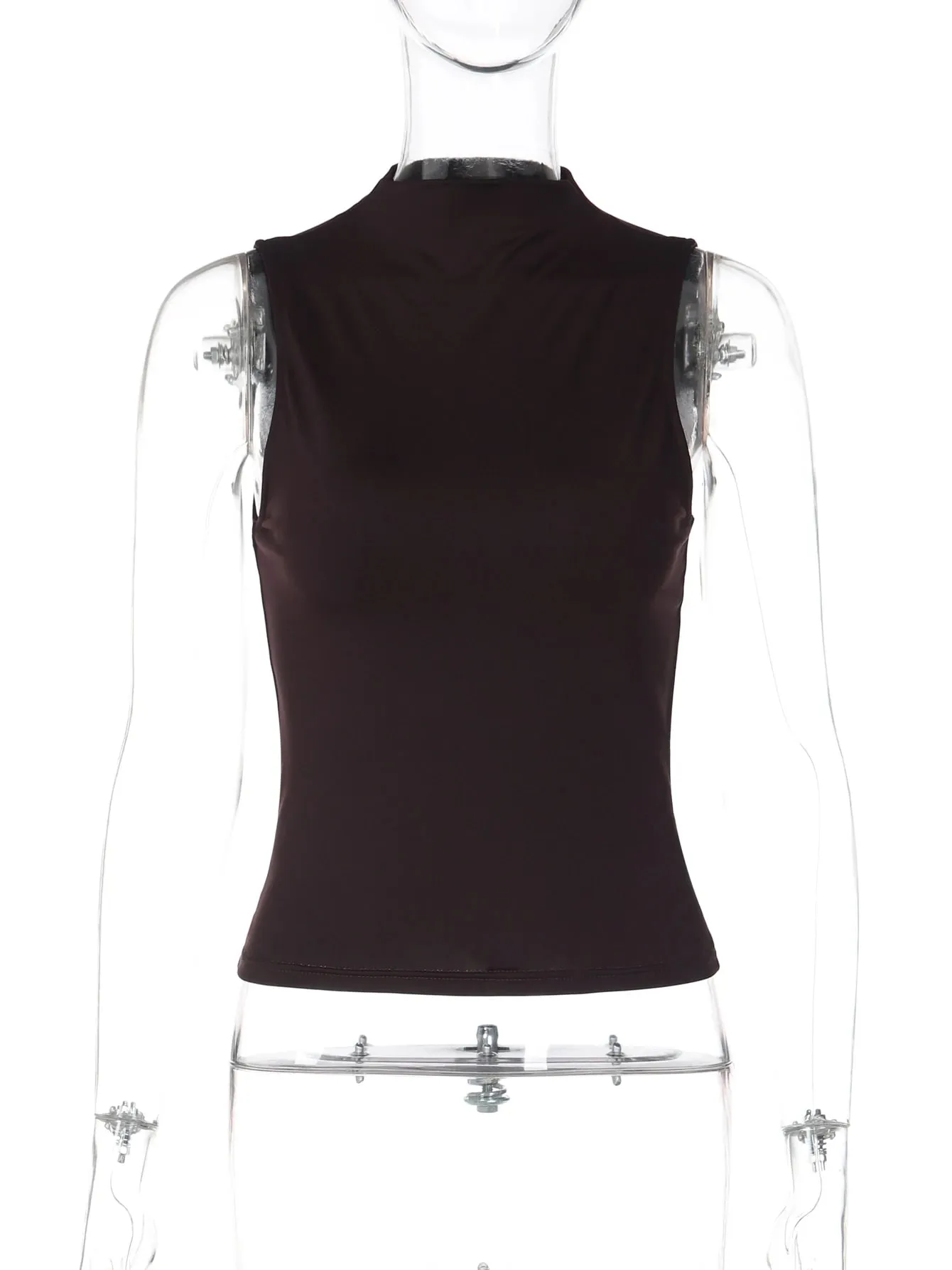 Hugcitar Women'S Fashion Solid Turtleneck Solid Sexy Crop Tank Top Summer Female Casual Outfit Streetwear Party Wholesale — image 6