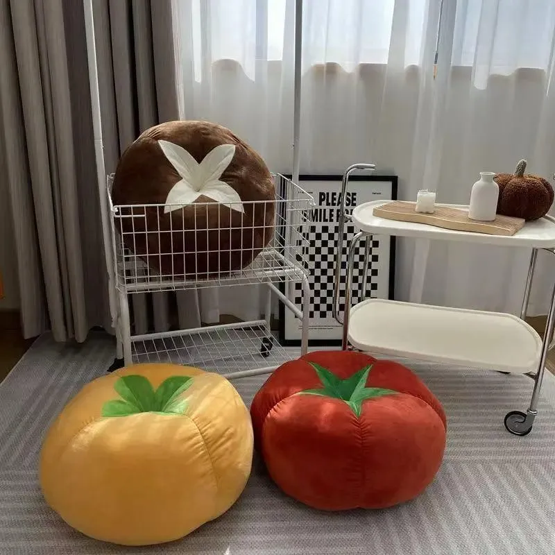 Hot Sale Soft Plush Mushroom Tomato Persimmon Shaped Floor Cushions Thick Filling Perfect For Living Room Bedroom Home Decor