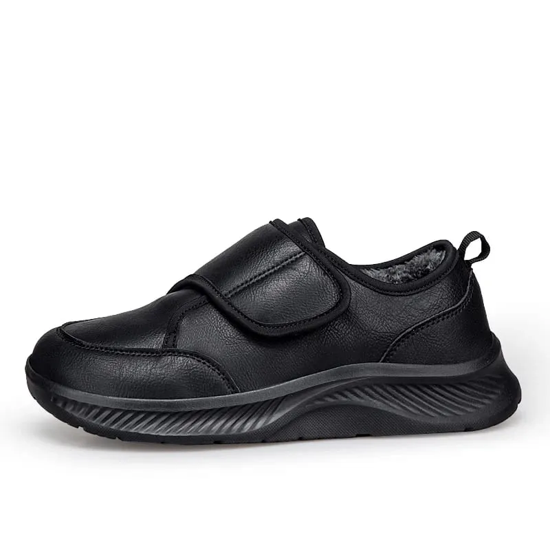 Winter Fur-lined Wide Toe Box Diabetic Shoes for Unisex Soft Leather Sneakers Adjustable Open Orthopedic Shoes for Swollen Foot — image 3