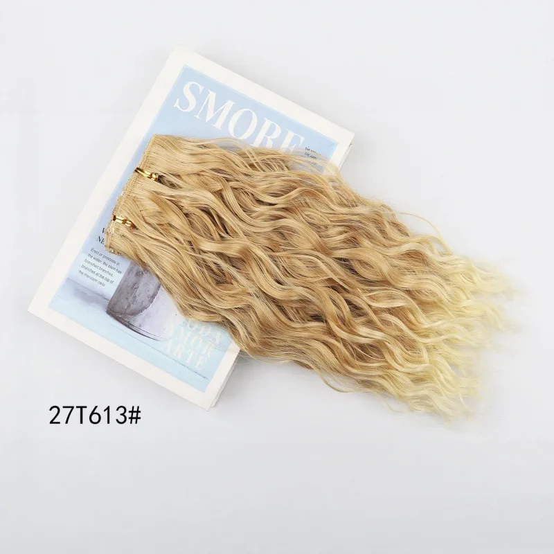 Clip in Hair Extensions 4PCS 14inch Short Curly Wavy Hair Extensions Invisible Lace Weft Soft Synthetic Hairpieces for Women