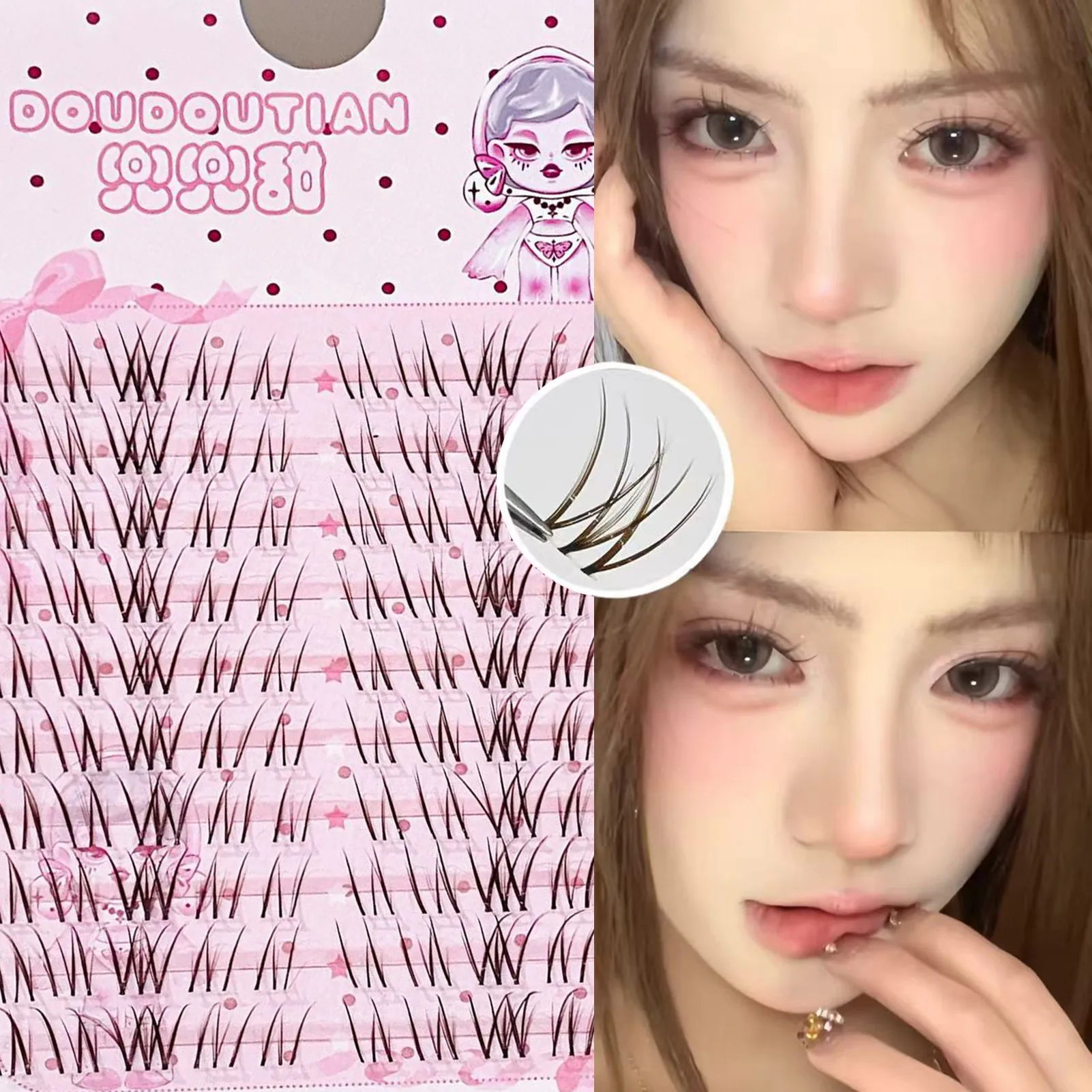 Pestañas postizas marrones dulces, 3/10 filas, Manga de aire esponjosa Natural, extensiones de pestañas postizas de estilo coreano, maquillaje de ojos perfecto — image 2