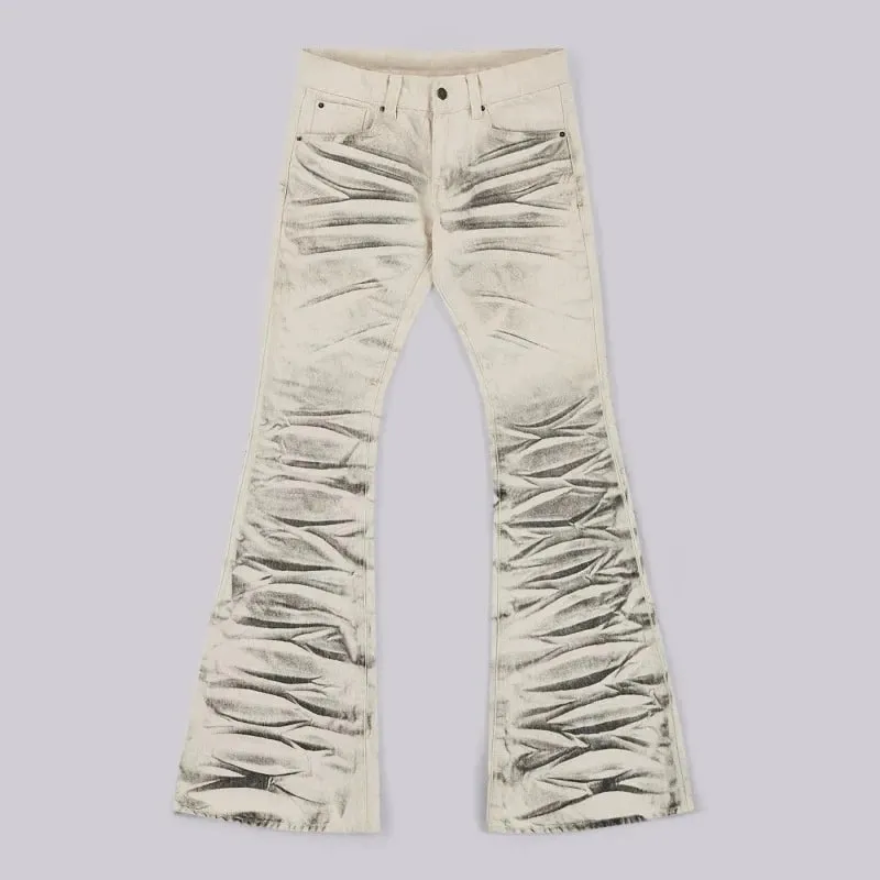 Y2K Retro Distressed Flare Jeans Women High Waist Vintage Washed Denim Bell Bottom Pants Harajuku Streetwear Casual Trousers — image 12