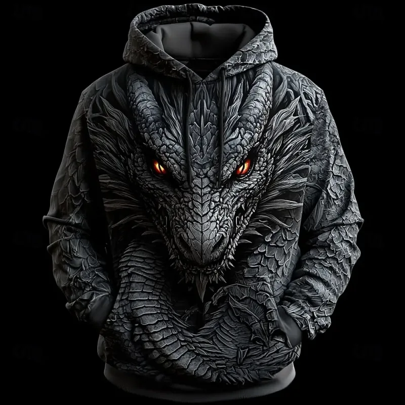 Men's Dragon 3D Hoodies Sweatshirts Fashion Cool Daily Long Sleeve Crew Neck Party Holiday Streetwear Fall Winter Tracksuit Coat — image 3