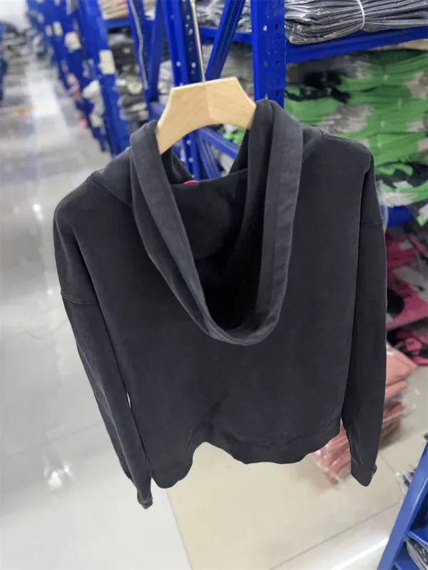 False Rhinestone Starry Sky Pattern Print Washed Zipper Loose Hoodie Street Casual Cotton Versatile Sports Trendy Sweatshirt — image 17