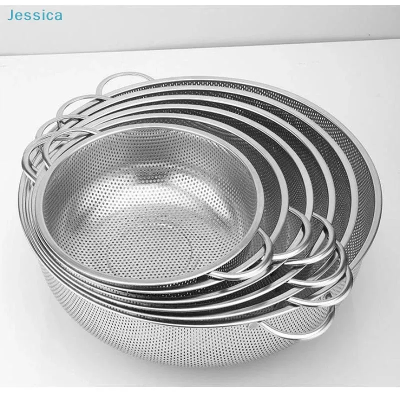 ♥Stainless Steel Kitchen Hole Dense Mesh Sifter Colander Strainer Sieve Baskets for Washing Fruits/Vegetables/Rice — image 1