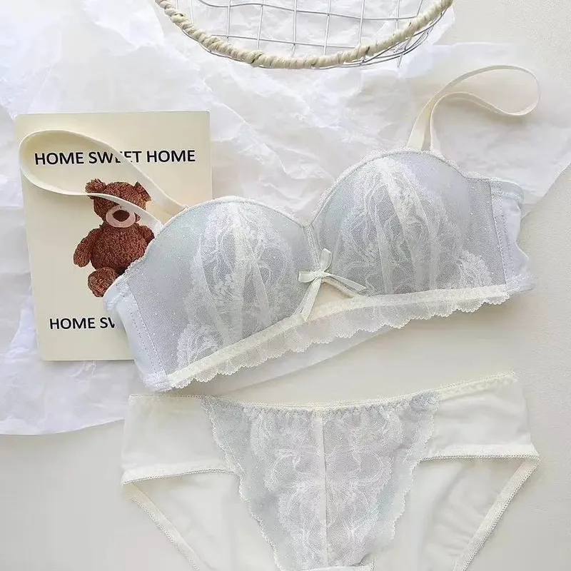 Ensemble de soutien-gorge demi-tasse en dentelle française, Push Up sans fil, petite poitrine, améliore le levage, Anti-affaissement, confort, ensemble de Lingerie Sexy pour femmes — image 9