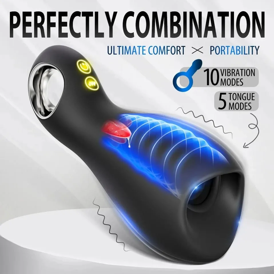 Tongue Licking Penis Vibrator for Men Cock Ring Ejaculation Delay Testicles Perineum Scrotum Stimulator Sex Toy for Couples — image 2