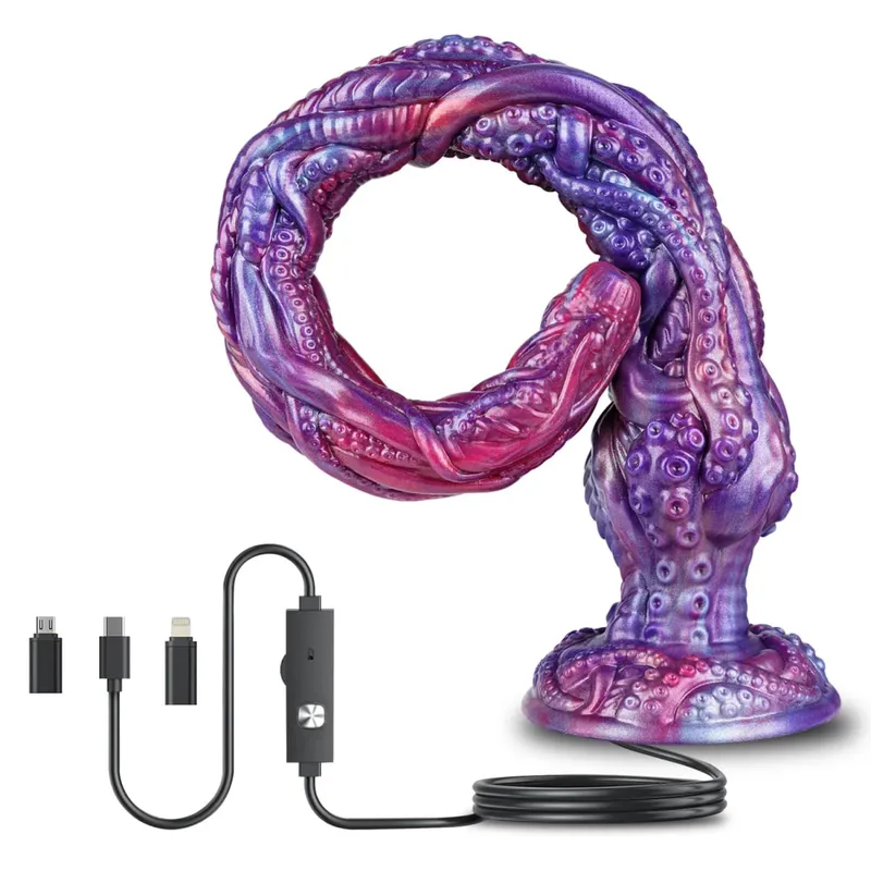 1080P HD Endoscope Camera Tentacle Dildo Octopus Anal Plug Spray Water Butt Plug Soft Silicone Adult Sex Toy for Women IP67