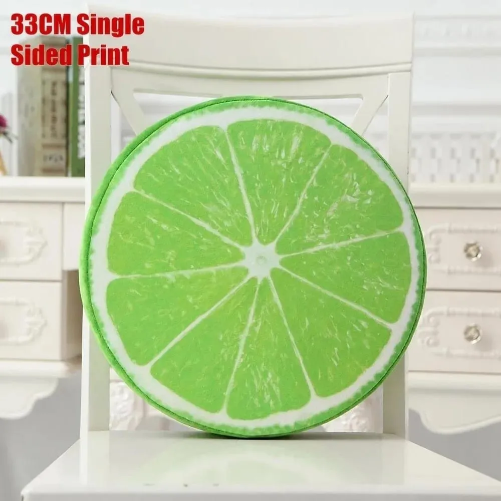 Creative Round Fruit Pillow Fruit Slice Print Plush Fabric Seat Cushion Simulation Stuffed Inner Plush Pillow Sofa Decor — image 11