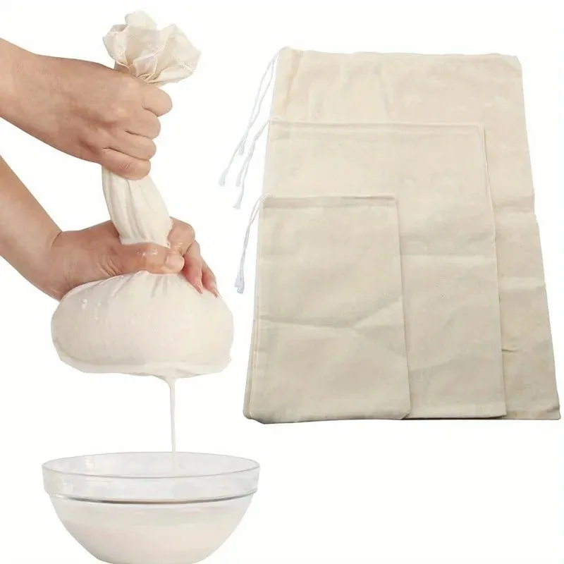 1/3Pcs Reusable Cheesecloth Bags For Straining Coffee Filter Strainers Mesh Pouch Squeezable Natural Straining Nut Milk Fi — image 7