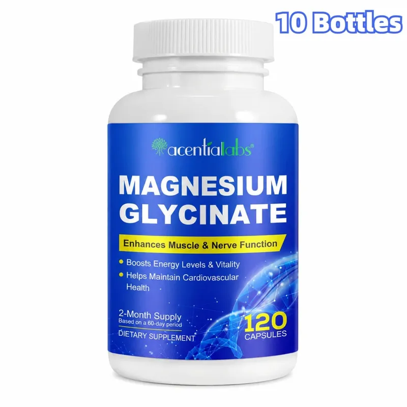 Acentiallabs Magnesium Glycinate 120 Capsules - Pure Organic Vegetarian Supports Bone Health Sleep & Muscle Nerve Support — image 13