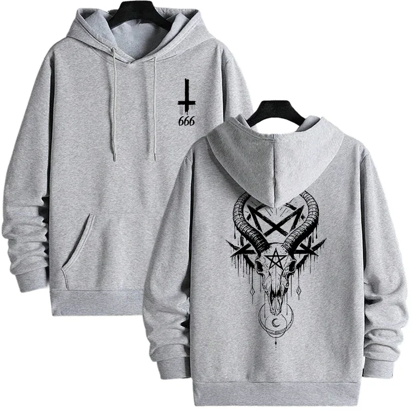 Autumn Winter Male Top Casual Pullover 666 & Inverted Cross Men's Gothic Hoodies Demonic Horror Face Print Sweatshirt Streetwear — image 7