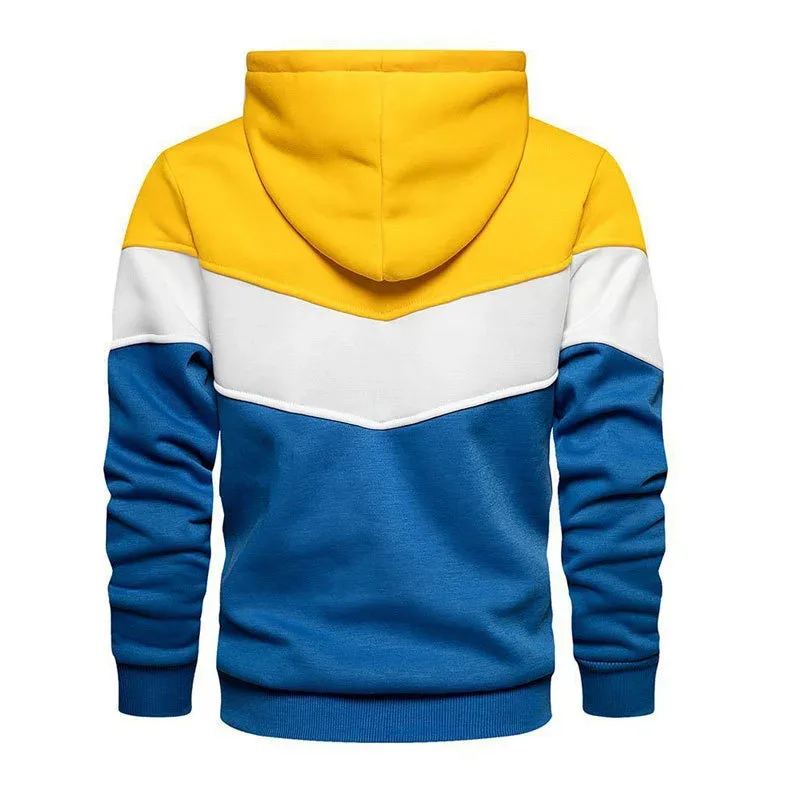 Spring Autumn Fashion splicing Men's Hoodies long sleeve Casual Hoodies Sweatshirts pure color Sweatshirt men tops Pullover — image 6