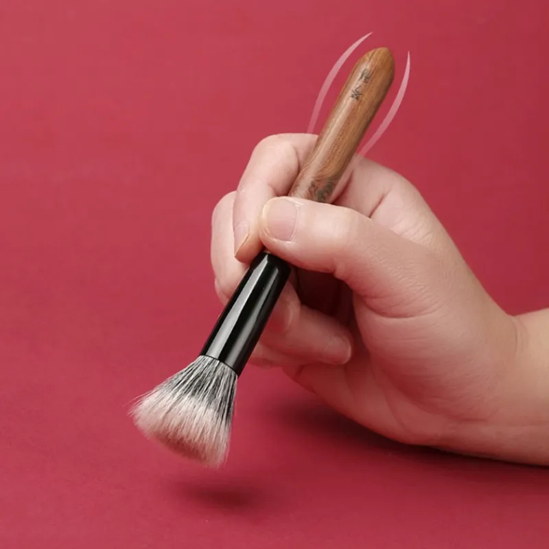 Professional Handmade Make Up Brush 201 Soft Goat Fox Synthetic Hair Stippling Blush Brush Rosewood Handle Makeup Brushes