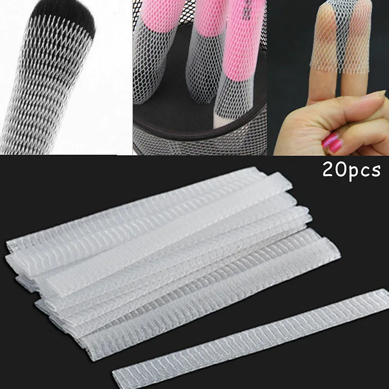 【M】20Pcs Mesh Flexible Net Protectors Cover Sheath Beauty White Cosmetic Make Up Brushes Guards Convenient Tool — image 2