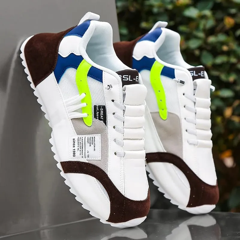 1pair Vintage Style Men'S Breathable Mesh Thick Sole Dad Sneakers - Casual Sports Running Shoes with Lace-Up Closure Faux & Fab — image 3