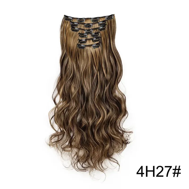 6pcs/set 24Inch Synthetic Long Curly Wavy Hair Extension 16 Clips High Tempreture Hairpiece Clip In Hair Extensions for Women — image 13