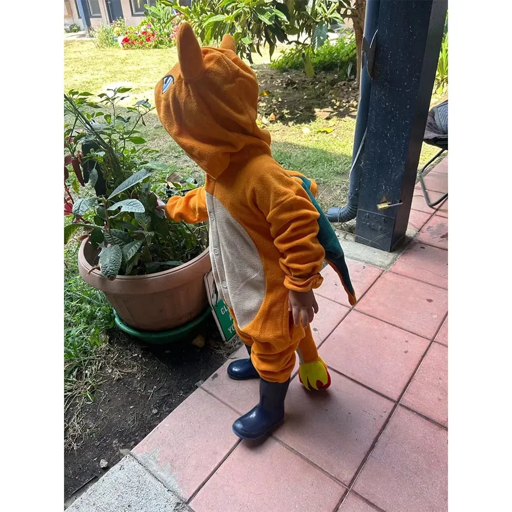 Charizard Costume For Boy Girl Mega Cosplay Halloween Pokekmo Suit Anime Kigurumis Button Onesie Dragon Outfit With Wings — image 4