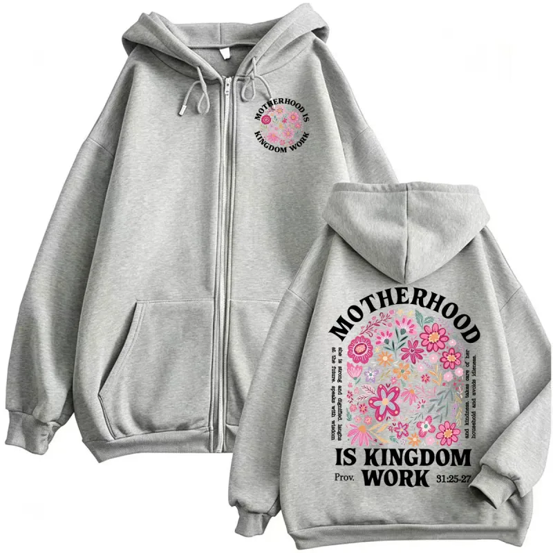 Motherhood Is Kingdom Work Zipper Hoodies Christian Mom Proverbs 31 Zip Up Hoodie Men Women Casual Fleece Sweatshirt Jacket Coat — image 6