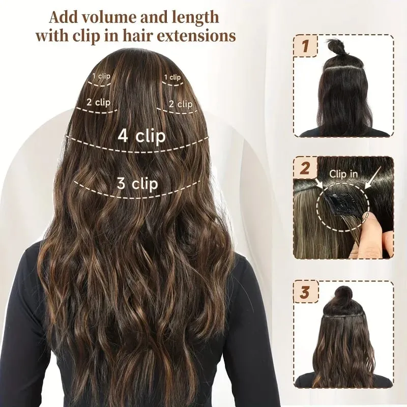 6pcs/set 24Inch Synthetic Long Curly Wavy Hair Extension 16 Clips High Tempreture Hairpiece Clip In Hair Extensions for Women — image 6