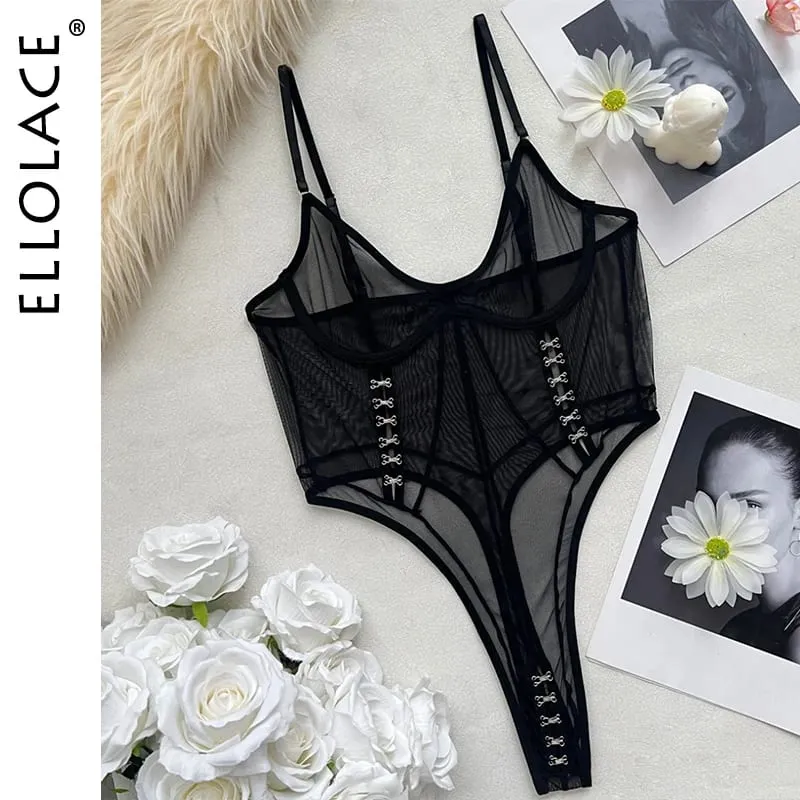Ellolace Exclusive Lingeries Femme Ultra Hot Sheer Open Crotch Bodysuit Spicy Girls' Intimates Sexy Backless Women's Outfits — image 2