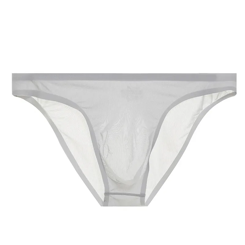 Sous-vêtements Ultra-minces sans couture en soie glacée pour hommes, slip Transparent à séchage rapide, pochette Sexy, culotte respirante sans couture — image 32