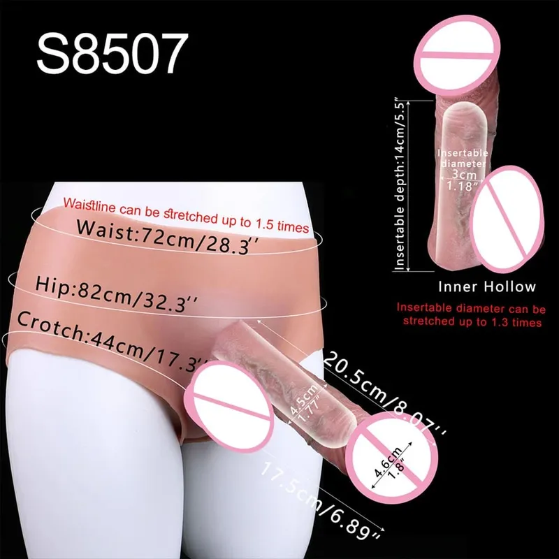9.65‘’ Large Penis Sleeve насадка на член Pants 18+ Men Sex Toy Wearable Soft Realistic Hollow Dildo Panties Adult Supplies — image 14