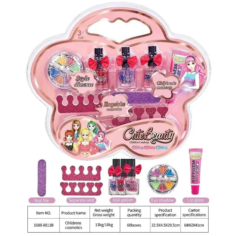 Sada dětského make-upu Lesk na rty Lesk na rty Oční stíny Pilník na nehty Netoxický Makeup Princess Girl Kosmetika omyvatelný vánoční dárek pro dítě — image 5