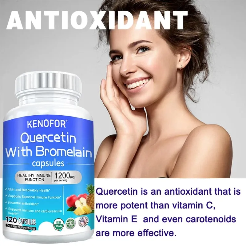 Quercetin + Bromelain Complex Capsules 1200mg - Immune Joint & Digestive Support with Vitamin C & D3 30/60/120 Counts — image 5