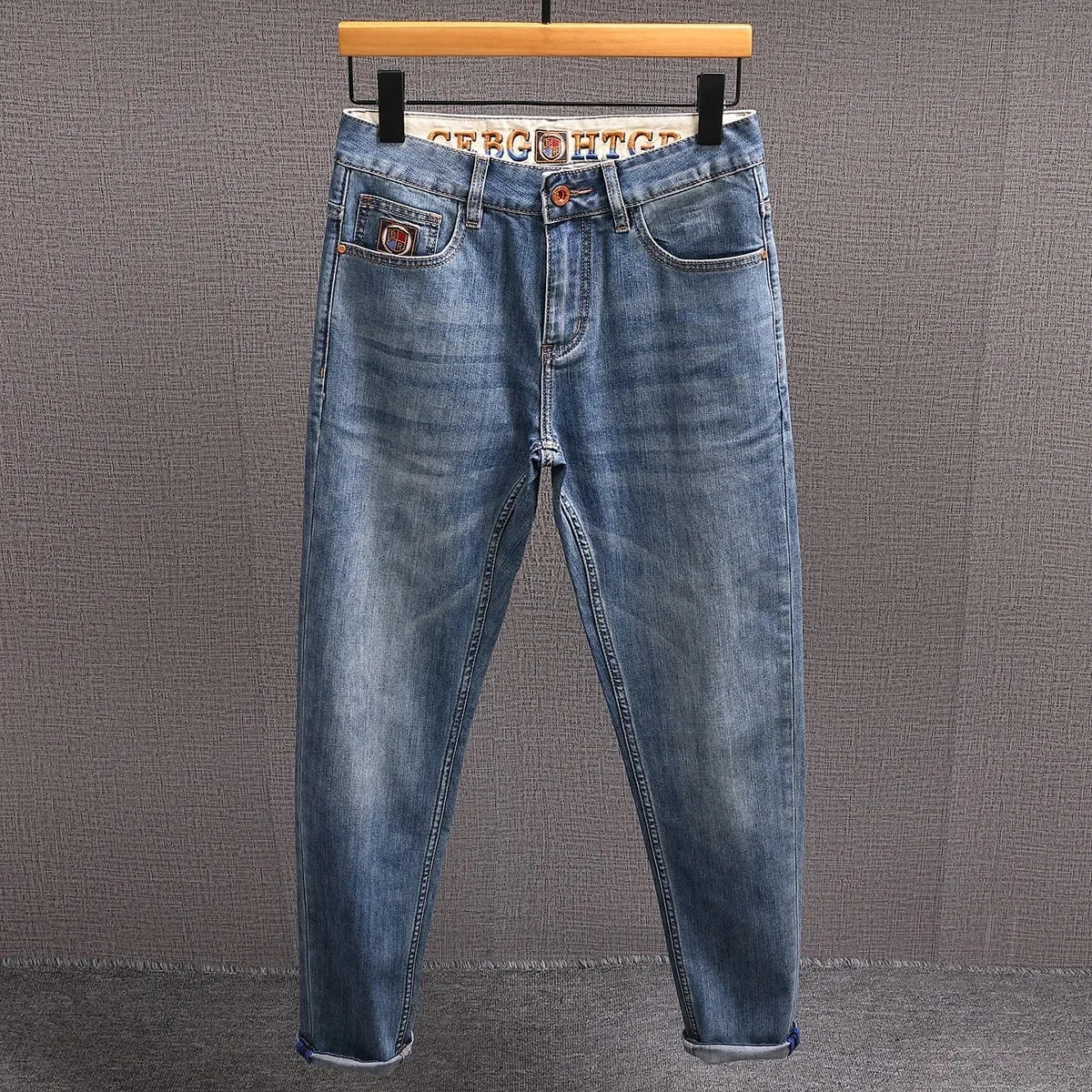 High-end Summer Thin Jeans Men20252023 Trend Embroidered Straight Casual Luxury Long Pants