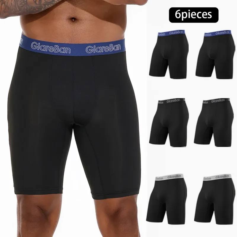 6pc Set Long leg Boxer Men Quick-Dry Sports Underwear Male Brand Panties And Underpants For Luxury Shorts Box Slip Briefs Soft