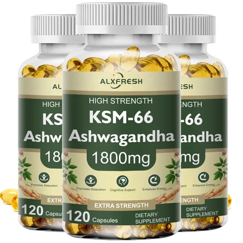 Ashwagandha Capsules For Reduce Stress Anxiety Boost Energy Combat Fatigue Enhance Endurance Improve Sleep Quality Cognitive