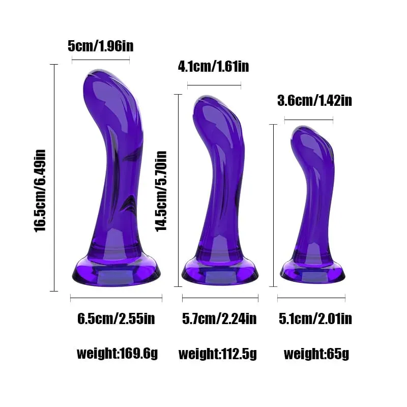 โค้งสมจริงDildoพร้อมถ้วยดูดที่แข็งแกร่งนุ่มยืดหยุ่นG-Spot Sex Toyสำหรับผู้หญิงผู้ชายสีดำสีม่วงใสเหมือนจริงDillo — image 4
