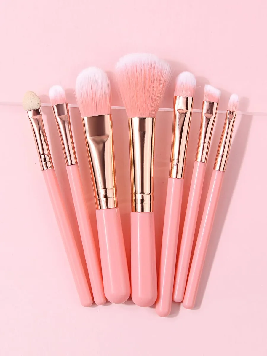 Makeup Brush Kit Soft 10pcs Synthetic Hair Make Up Brushes Foundation Blush Eyeshadow Cosmetic Tools with Powder Puff & Sponge — image 4