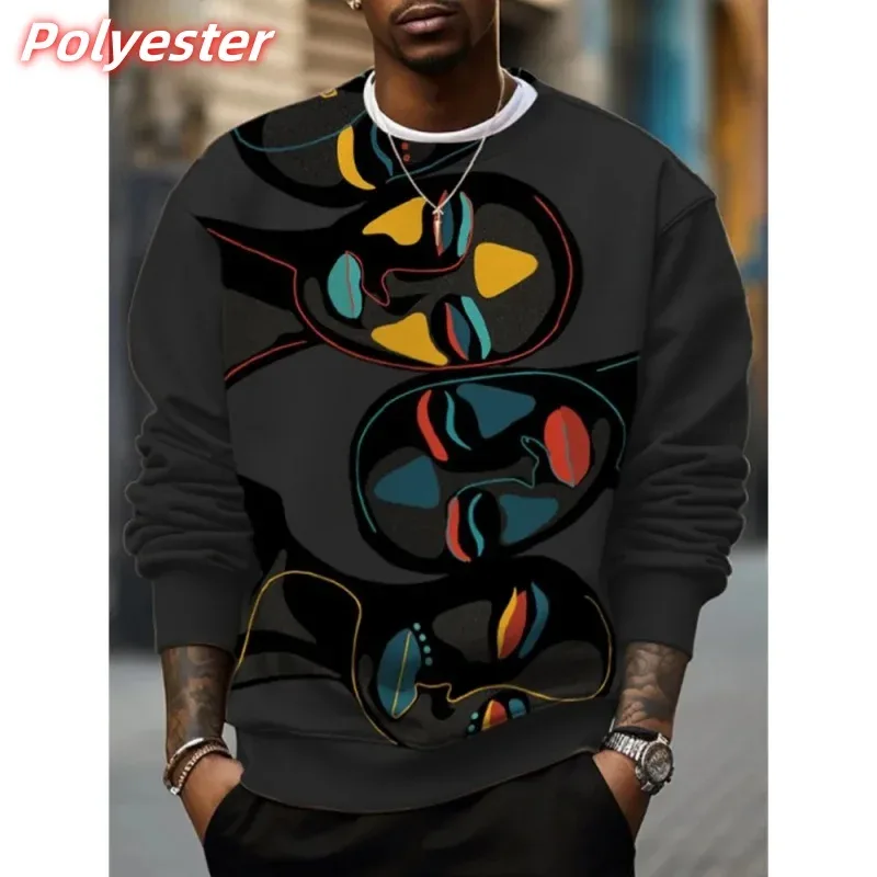 3D Printed Retro Africa Ethnic Hoodie For Men Cool Colorful Pattern Sweatshirt Casual Long Sleeves Pullovers Round Neck Hoodies — image 3