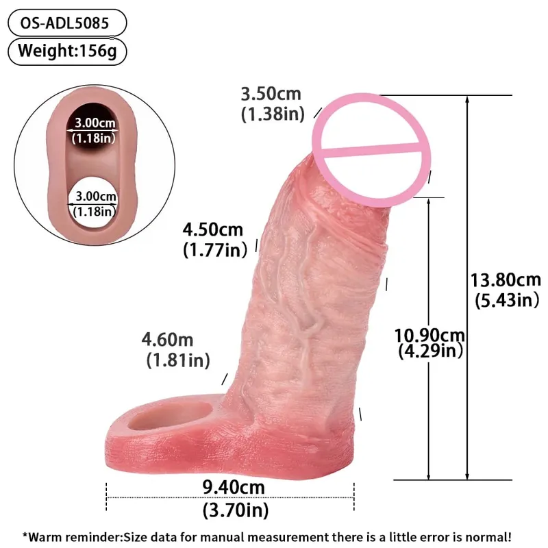 7.2in Realistic Penis Sleeve Reusable Penis Sleeve with Cock Ring Silicone Penis Enlarger Sleeve Male Adult Sex Toy for Men — image 18
