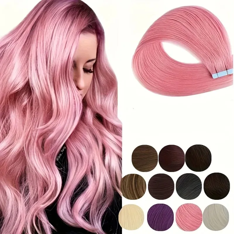 Tape In Bio Synthetic Hair Extensions 10pcs/ lot 24inches Heat Resistant Fiber Straight Seamless PU Skin Weft Tape Ins For Women — image 16