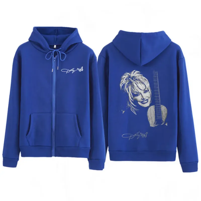 Dolly Parton Country Music Guitar Zipper Hoodies Men Women Fashion Long Sleeve Oversized Zip Up Hooded Sweatshirts Jackets Coats — image 6