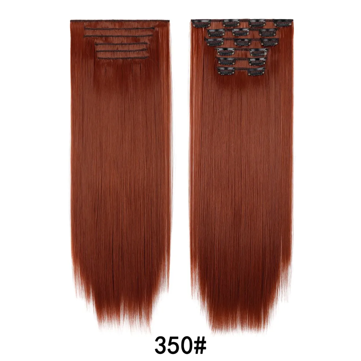 Jeedou Jeedou 6Pcs Clip In Straight Hair Extensions 60cm Long Synthetic Hair Pieces With 16 Clips Heat Resistant Hair For Women