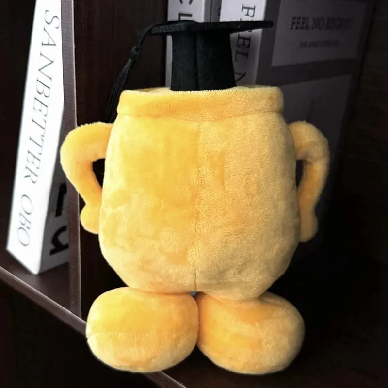 20cm Yellow Trophy Graduation Plush Toy Stuffed Showing a Photo University College Doctor Bachelor Souvenir Present — image 5