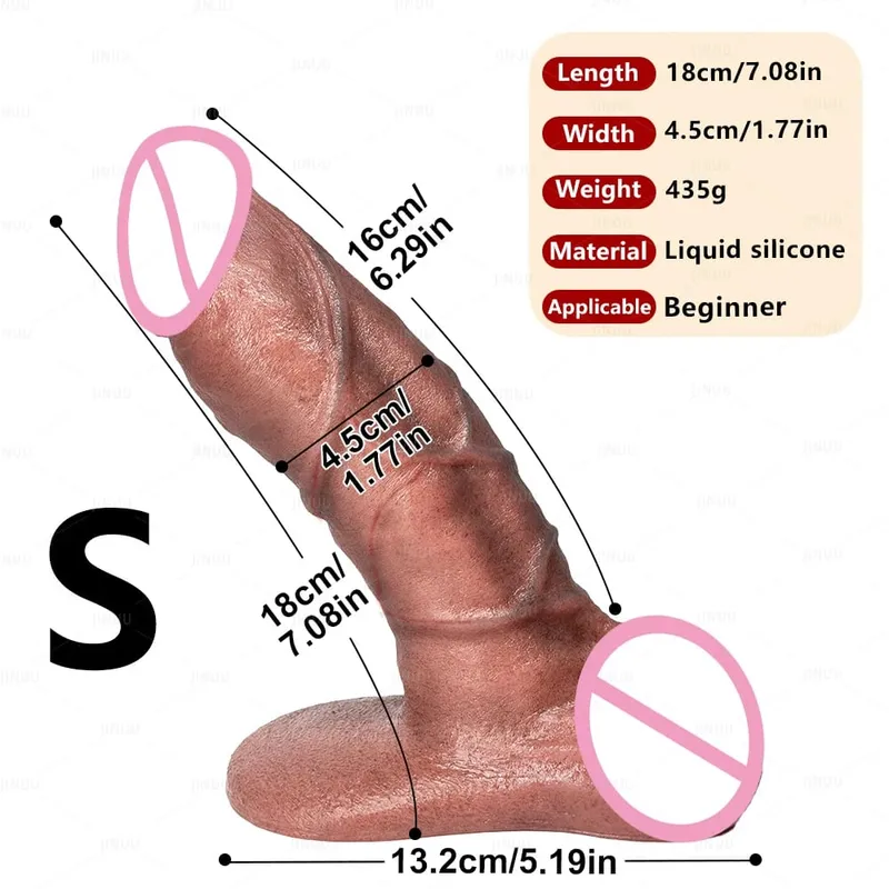 XXL Silikon Tebal Dildo dengan Cangkir Hisap Besar Ramah Kulit Silikon Lembut Pijat Realistis Tingkat Pori-pori Tekstur Penis Mainan Seks