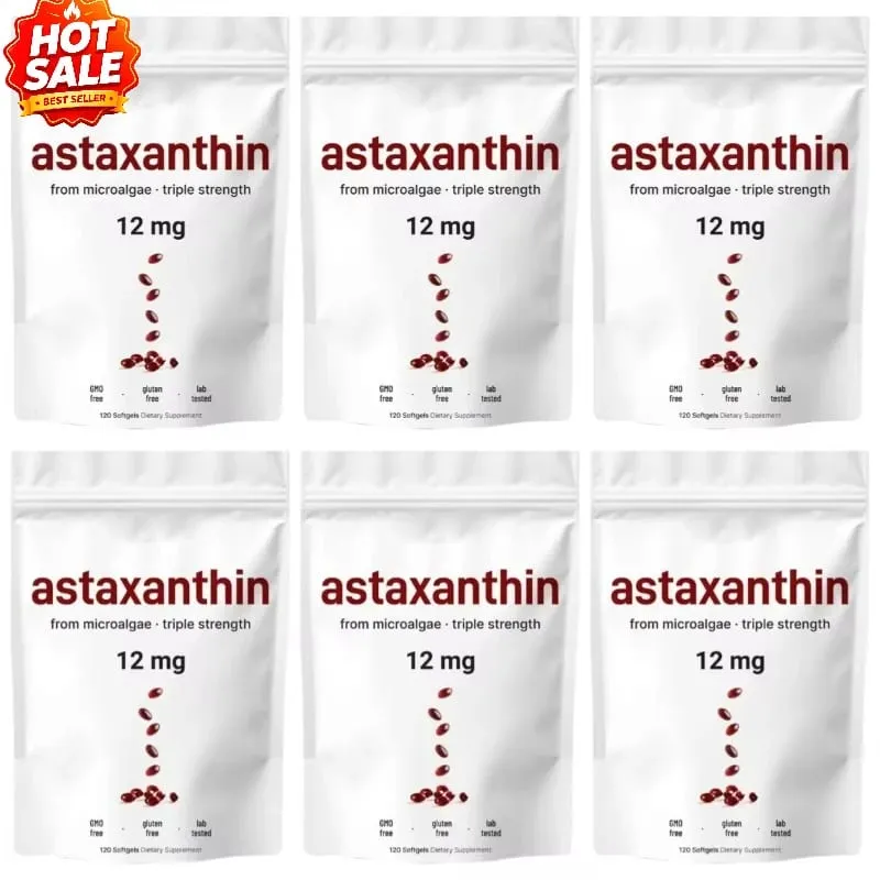 Astaxanthin 12 Mg Gelatin Softgels From Microalgae Antioxidant Support Gluten Free GMO Free Easy To Swallow 120 Softgels — image 12