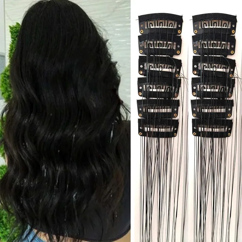 12pcs Per Pack of BB Hair Clips Shiny Metallic Hair Extensions with Clips Synthetic Hair Sparkling Hair Accessories for Women — image 16